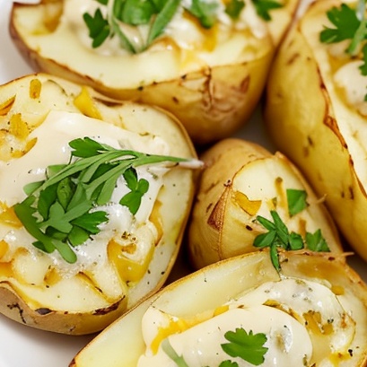 Запечённая картошка с сыром и чесноком в духовке