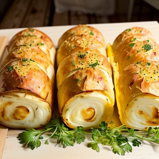Картофельный рулет с начинкой из сыра и зелени